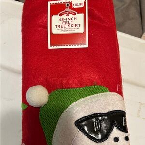 Holiday Time Red and Green Tree Skirt with Snowman